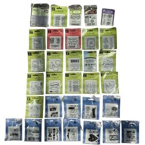Scrapbook Clear rubber stamps Lot of 31 Various Styles New Sealed Stamping Block